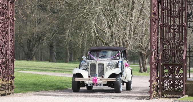 a vintage wedding car will take you back in time